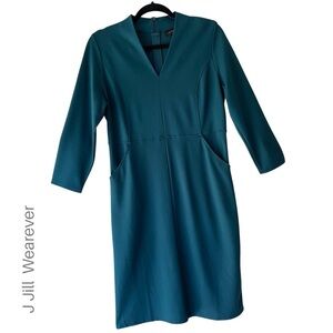 J JILL WEAREVER | NWOT DOUBLE-FACE JERSEY DRESS 3/4 SLEEVE TIDEWATER | SMALL
